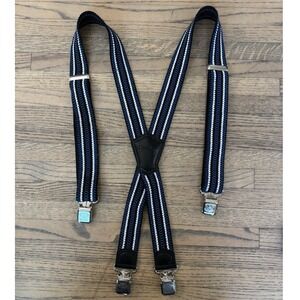 Decalen Mens Suspenders Strong Clips Heavy Duty One Size Blue White